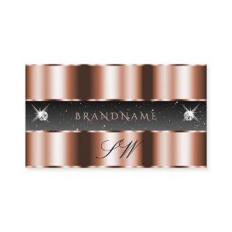 Luxury Rose Gold Black Sparkling Diamonds Initials