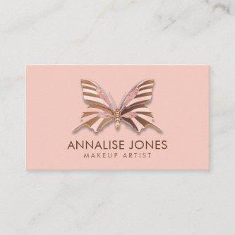 Luxury Rose Gold Butterfly on pastel pink
