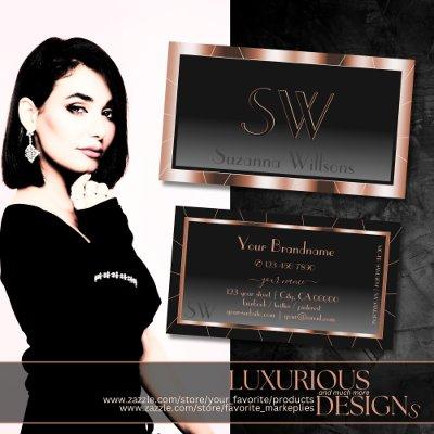 Luxury Rose Gold Chic Black Gradient with Monogram