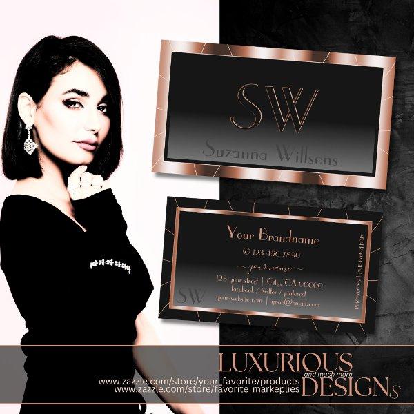 Luxury Rose Gold Chic Black Gradient with Monogram