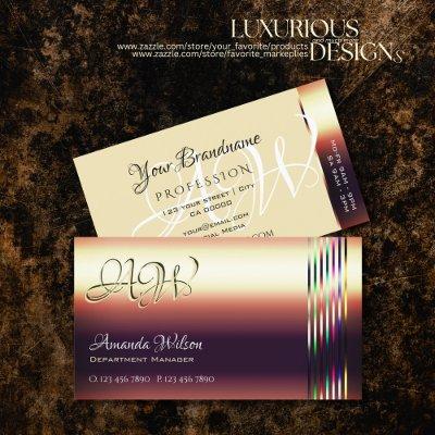 Luxury Rose Gold Colorful Shimmer Stripes Monogram