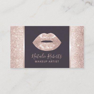 Luxury Rose Gold Glitter Lips Dusty Purple Salon