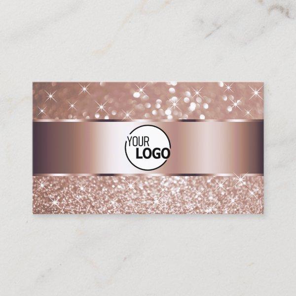 Luxury Rose Gold Glitter Sparkling Stars Logo