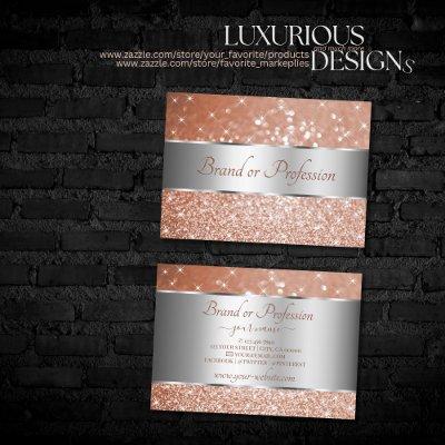 Luxury Rose Gold Glitter Stars Silver Decor Border