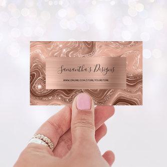 Luxury Rose Gold Marble Agate Glam Foil