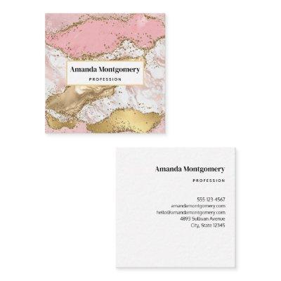 Luxury Rose Gold Pink Marble Design Square