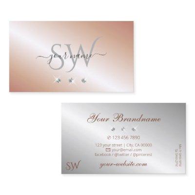 Luxury Rose Gold Silver Sparkle Diamonds Initials