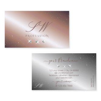 Luxury Rose Gold Silver Sparkle Diamonds Monogram