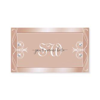 Luxury Rose Gold Sparkle Diamonds Initials Ornate