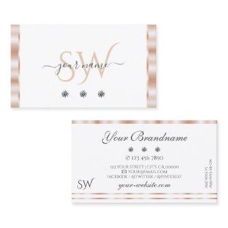 Luxury Rose Gold White Sparkling Jewels Initials
