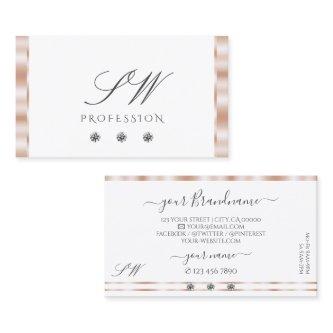 Luxury Rose Gold White Sparkling Jewels Monogram