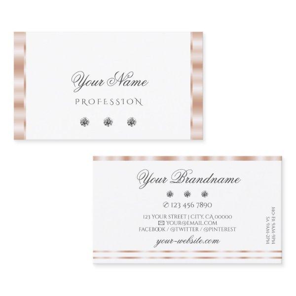 Luxury Rose Gold White Sparkling Jewels Stylish