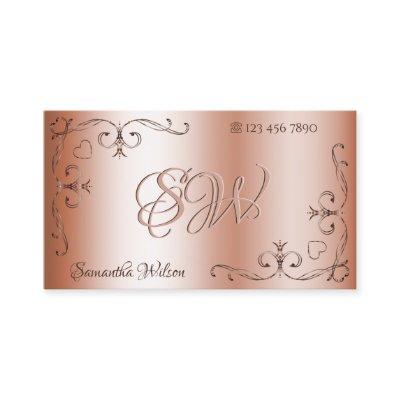 Luxury Rosegold Ornate Corner Borders and Initials