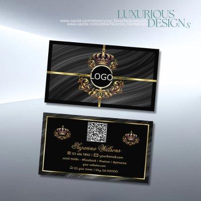 Luxury Royal Black Gold Crown with Logo QR Code