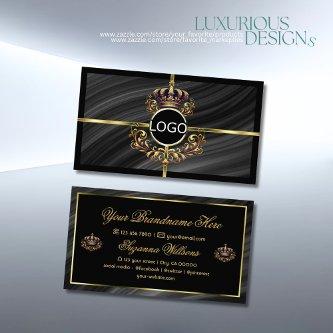 Luxury Royal Black Gold Crown with Logo Sumptuous
