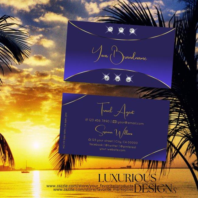 Luxury Royal Blue with Gold Decor Sparkly Diamonds