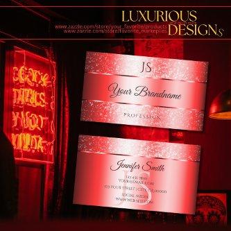 Luxury Ruby Red Sparkle Glitter and Monogram Noble