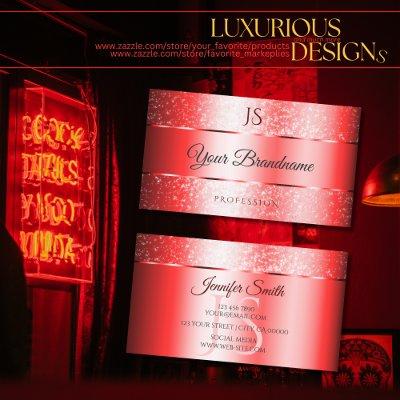 Luxury Ruby Red Sparkle Glitter and Monogram Noble