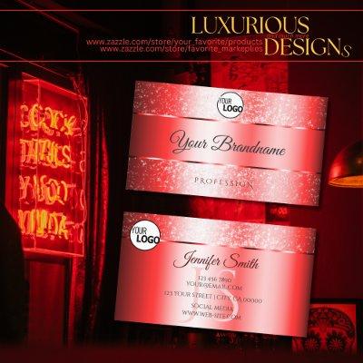 Luxury Ruby Red Sparkle Glitter Logo and Monogram