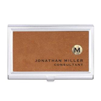 Luxury Sable Brown Leather Gold Monogram  Case