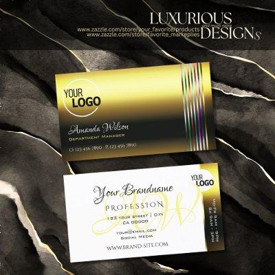 Luxury Shimmering Golden Colorful Stripes add Logo