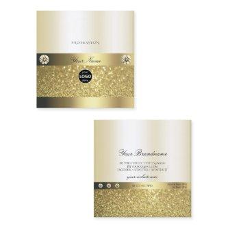 Luxury Shimmery Gold Luminous Glitter Logo Elegant Square
