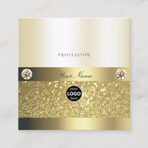 Luxury Shimmery Gold Luminous Glitter Logo Elegant Square