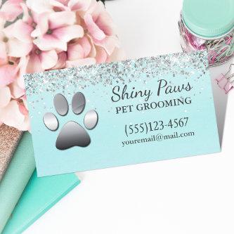 Luxury Silver Glitter Dog Paw Pet Grooming