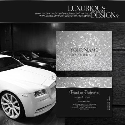 Luxury Silver Glitter Sparkle Stars Smart on Black