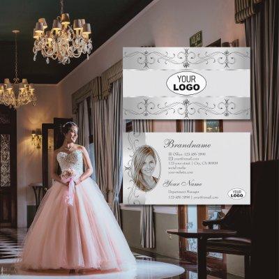 Luxury Silver Gray Ornate Borders Logo and Photo