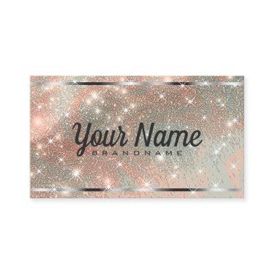 Luxury Silver Peach Marbled Glitter Shiny Stars