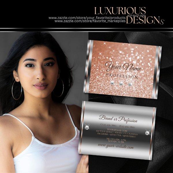 Luxury Silver Rose Gold Sparkle Glitter Diamonds