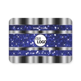 Luxury Silver Royal Blue Sparkle Glitter add Logo