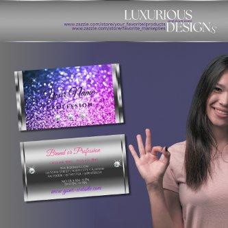 Luxury Silver Sparkle Pink Purple Glitter Diamonds