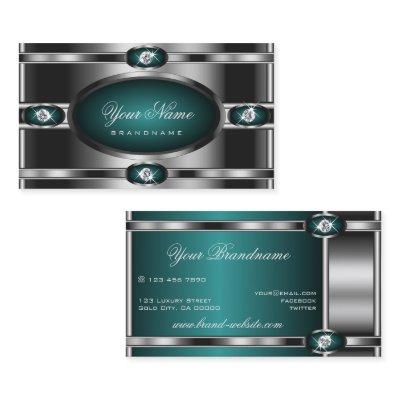 Luxury Silver Teal Gradient Luminous Faux Diamonds