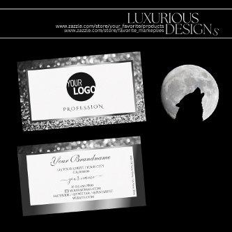 Luxury Silver White Sparkling Glitter Logo Elegant