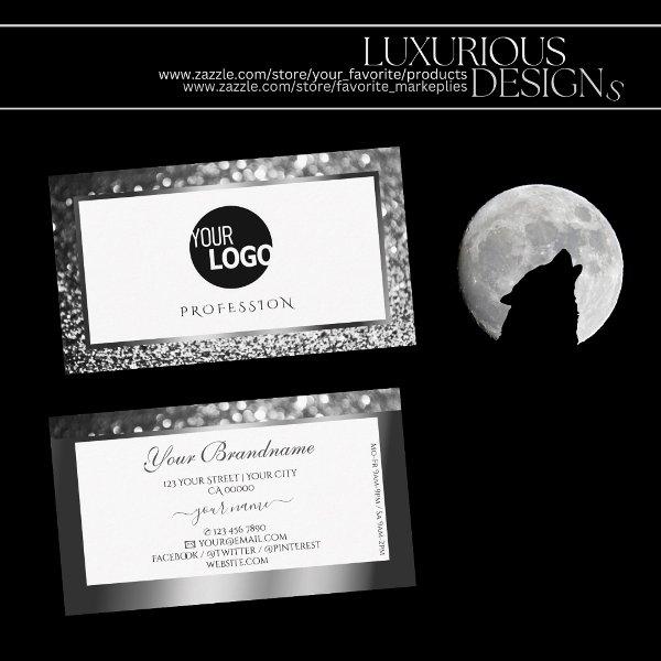 Luxury Silver White Sparkling Glitter Logo Elegant