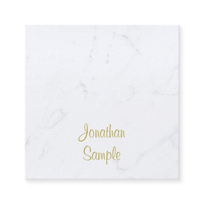 Luxury Template Modern White Marble Gold Script Square