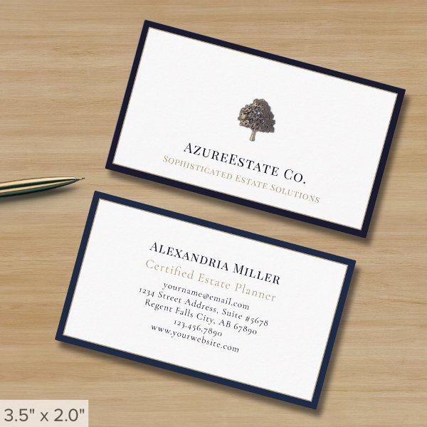Luxury Tree Logo Navy Blue Border