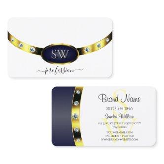 Luxury White Gold Blue with Monogram Professional