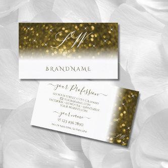 Luxury White Gold Sparkling Glitter Stars Monogram
