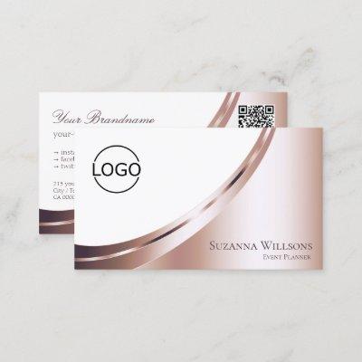 Luxury White Rose Gold Decor with Logo and QR-Code