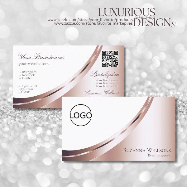 Luxury White Rose Gold Decor with Logo and QR-Code