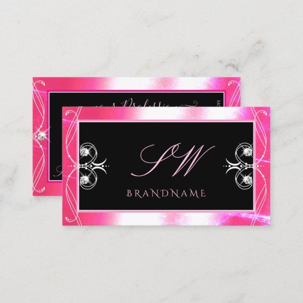 Luxuy Black Pink Sparkle Jewels Ornaments Monogram