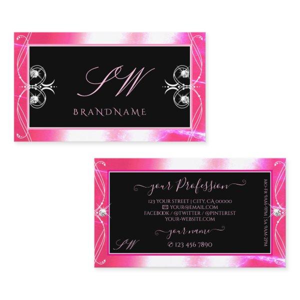 Luxuy Black Pink Sparkle Jewels Ornaments Monogram