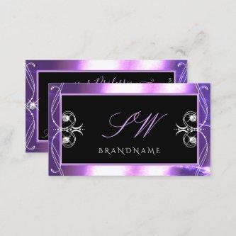 Luxuy Ornate Black Purple Sparkle Jewels Monogram