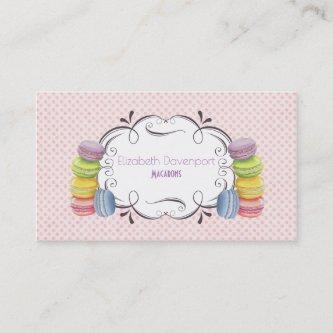 Macarons French Dessert in Pastel Watercolors