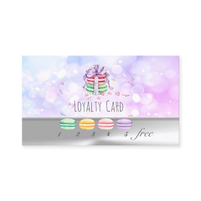 Macarons, Silver, Bokeh Loyalty Card