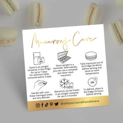 Macarons White & Gold Modern Desserts Care Guide Square