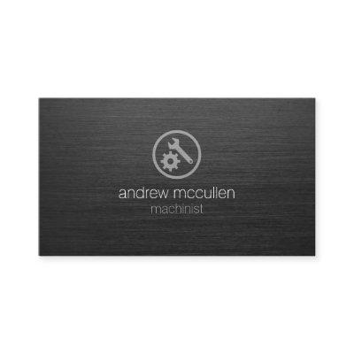 Machinist Wrench Gear Icon Dark Brushed Metal